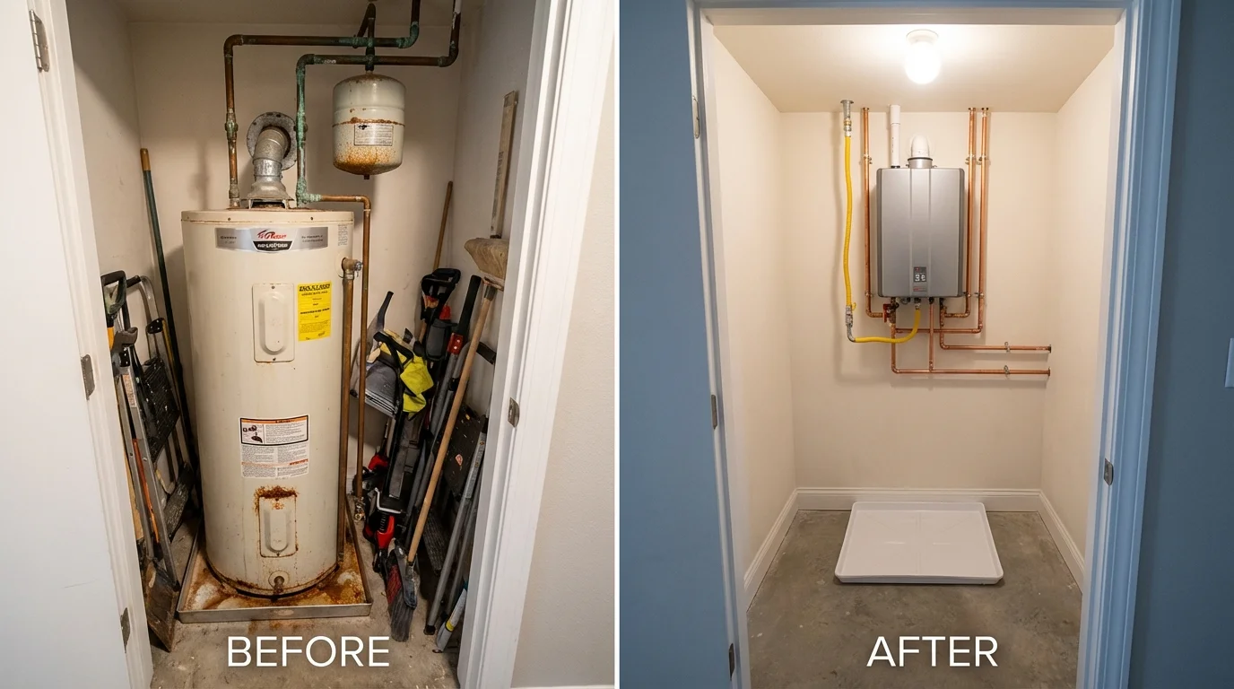 Tank water heater versus wall-mounted tankless unit comparison for Delhi, NY homeowners